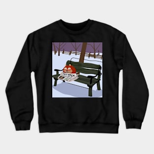 groundhog with newspaper on park bench Crewneck Sweatshirt